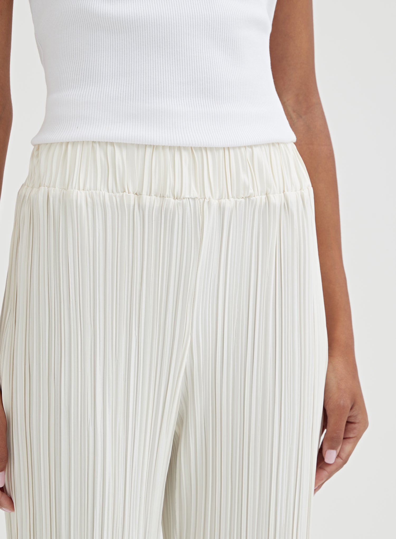 Cream Plisse Trousers